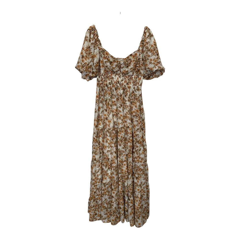 Altar'd State Balloon Sleeve Maxi Dress Chiffon Floral Pattern Size XL